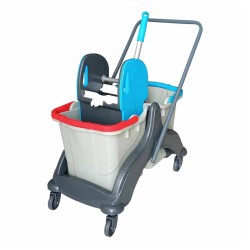 Rindo CK748 Tetra Çift Kovalı Mimoza Presli Temizlik Arabası, 70x42x82 cm - Rindo