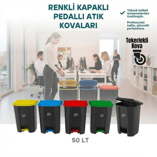 Rindo PDK390 Pedallı Çöp Kovası, 50 L, Yeşil - Rindo (1)