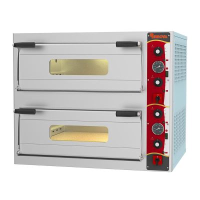 Rinnova E6302WAB 30 cm x 6+6 Pizza Kapasiteli 93x62 cm Analog Kontrollü Çift Katlı Pizza Fırını, Elektrikli - 1