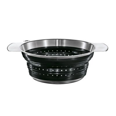 Rösle 16124 Katlanabilir Silikon Süzgeç, 24 cm, Siyah - 1