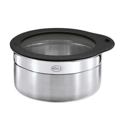 Rösle 16556 Paslanmaz Çelik Silikon ve Cam Kapaklı Saklama Kabı, 0.7 L - 1