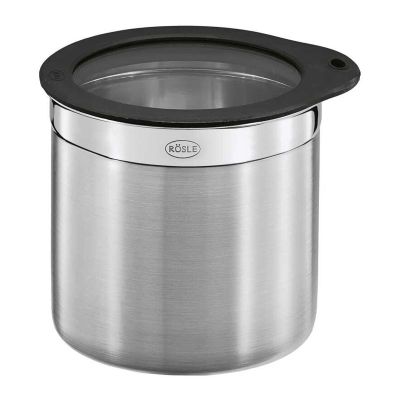 Rösle 16557 Paslanmaz Çelik Silikon ve Cam Kapaklı Saklama Kabı, 1.4 L - 1