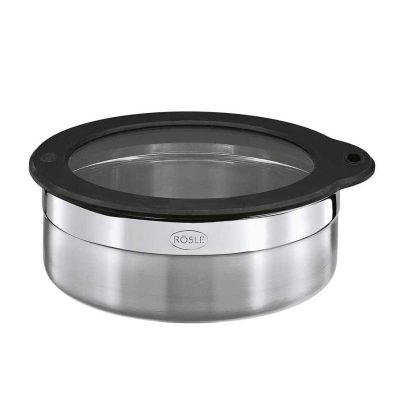 Rösle 16558 Paslanmaz Çelik Silikon ve Cam Kapaklı Saklama Kabı, 1.2 L - 1