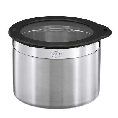 Rösle 16559 Paslanmaz Çelik Silikon ve Cam Kapaklı Saklama Kabı, 2.4 L - 1