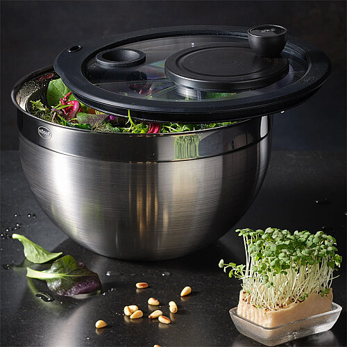 Rösle 16695 Cam Kapaklı Salata Kurutucu, 24 cm, 5.4 L - 3