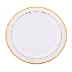 Rubikap Disposable Gold Detailed Flat Plate, 19 cm, White - Rubikap