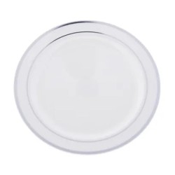 Rubikap Disposable Silver Detailed Flat Plate, 23 cm, White - Rubikap