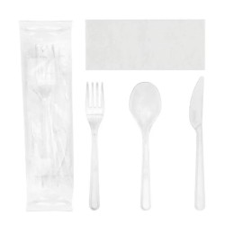 Rubikap Elite Disposable Cutlery Set, Napkin Included, Clear - Rubikap