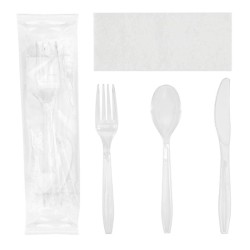 Rubikap Gravity Disposable Cutlery Set, Napkin Included, Clear - Rubikap