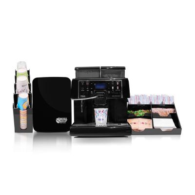 Saeco ماكينة تحضير القهوة أوليكا إيفو فوكاس من Aulika Evo Focus + مبرد حليب كوفي تك + حامل حامل حامل الأكواب + حامل المناديل والمحركات - Saeco