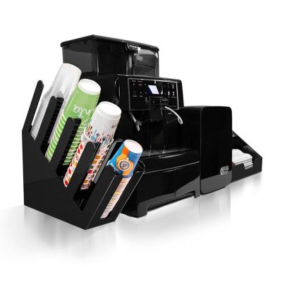 Saeco Aulika Evo Top HSC Kahve Makinesi + Coffee Tech Süt Soğutucu + Bardaklık Standı + Coffee Tech Peçete ve Karıştırıcı Standı, Pleksi - Saeco