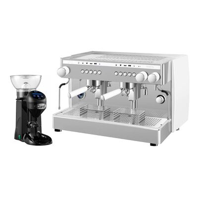 Saeco Perfetta Tall Cup Espresso Coffee Machine, 2 Groups, White + Cunill Tranquilo Tron Coffee Grinder - Saeco