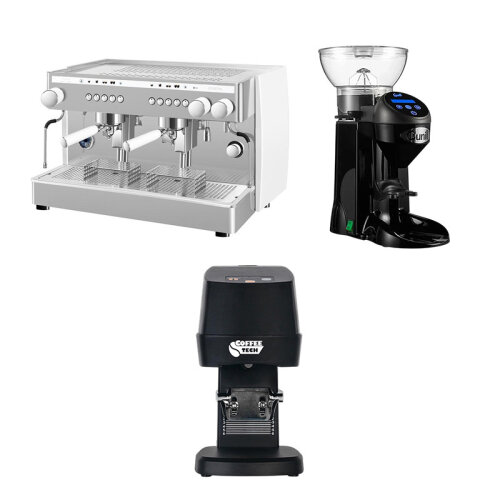 Saeco Perfetta Tam Otomatik Tall Cup Espresso Kahve Makinesi, 2 Gruplu, Beyaz + Cunill Tranquilo Tron Kahve Değirmeni + Coffeetech IT-58 Otomatik Tamper - Saeco