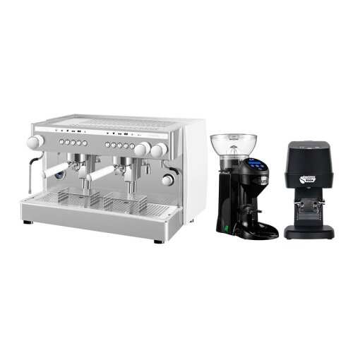 Saeco Perfetta Tam Otomatik Tall Cup Espresso Kahve Makinesi, 2 Gruplu, Beyaz + Cunill Tranquilo Tron Kahve Değirmeni + Coffeetech IT-58 Otomatik Tamper - Saeco