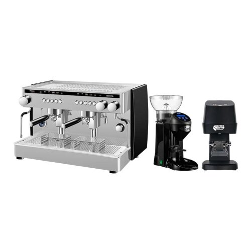 Saeco Perfetta Tam Otomatik Tall Cup Espresso Kahve Makinesi, 2 Gruplu, Siyah + Cunill Tranquilo Tron Kahve Değirmeni + Coffeetech IT-58 Otomatik Tamper - Saeco