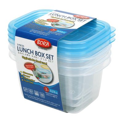 Bora Plastik Saklama Kabı, Dikdörtgen, Mini, Derin, 3'lü Set, 230 ml - 1