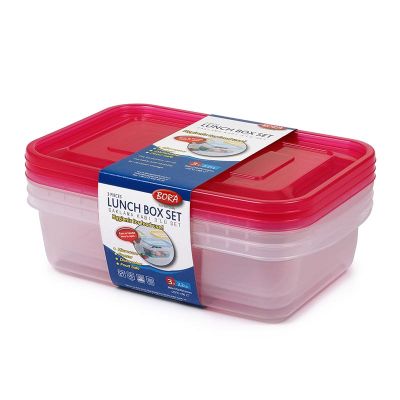 Bora Plastik Dikdörtgen Saklama Kabı, 3'lü, 2200 ml - 1