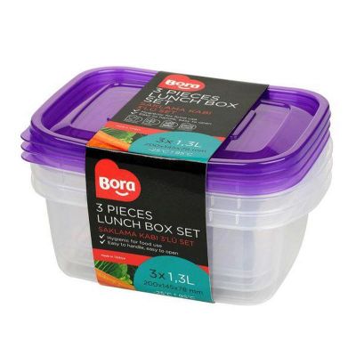 Bora Plastik Oval Saklama Kabı, 3'lü, 1300 ml - 1