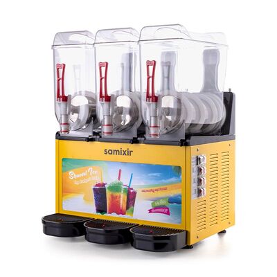 Samixir SLUSH36 Allure Triple Ice Slush Granita Milkshake ve Soğuk Meyve Suyu Dispenseri, 12+12+12 L, Sarı - Samixir