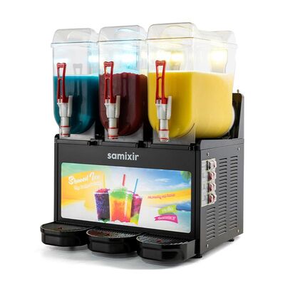 Samixir SLUSH36 Allure Triple Ice Slush Granita Milkshake ve Soğuk Meyve Suyu Dispenseri, 12+12+12 L, Siyah - Samixir
