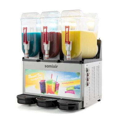 Samixir SLUSH36 Allure Triple Ice Slush Granita Milkshake ve Soğuk Meyve Suyu Dispenseri, 12+12+12 L, Inox - Samixir