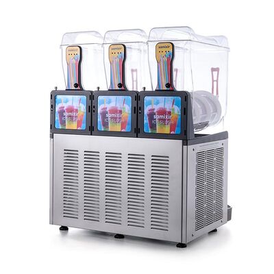 Samixir SLUSH36 Allure Triple Ice Slush Granita Milkshake ve Soğuk Meyve Suyu Dispenseri, 12+12+12 L, Inox - Samixir