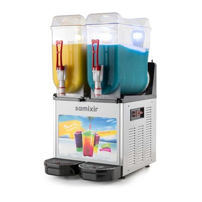 Samixir SLUSH24 Allure Twin Ice Slush Granita Milkshake ve Soğuk Meyve Suyu Dispenseri, 12+12 L, Inox - Samixir
