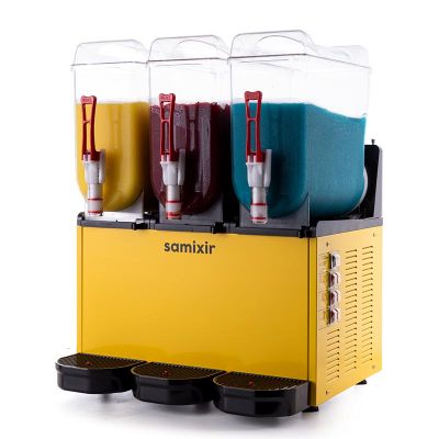 Samixir SLUSH36.Y Ice Slush Triple Milkshake Meyve Suyu Dispenseri, 12+12+12 L, Sarı - 1