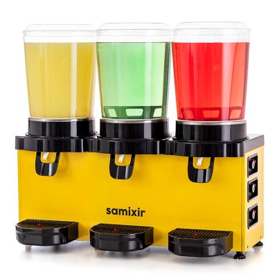 Samixir MMM30 Panaromik Triple Soğuk İçecek Dispenseri, 10 L+10 L+10 L, Sarı - Samixir