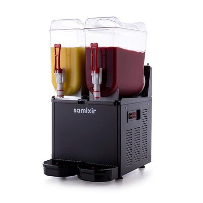 Samixir SLUSH24.B Twin Ice Slush Granita Fruit Juice Dispenser, 12+12 L, Black - 1