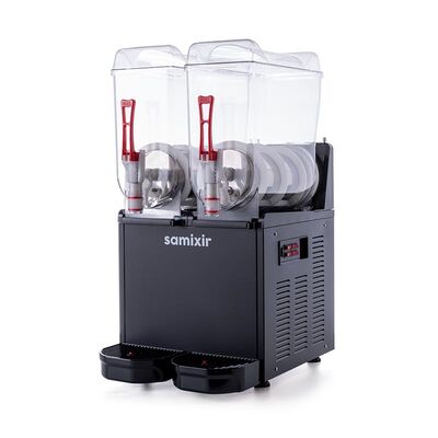 Samixir SLUSH24.B Twin Ice Slush Granita Fruit Juice Dispenser, 12+12 L, Black - 2