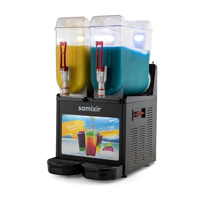 Samixir SLUSH24.BA Twin Allure Ice Slush Granita Fruit Juice Dispenser, 12+12 L, Black - 1