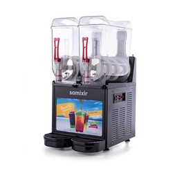 Samixir SLUSH24.BA Twin Allure Ice Slush Granita Fruit Juice Dispenser, 12+12 L, Black - Thumbnail