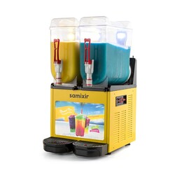 Samixir SLUSH24.YA Twin Allure Ice Slush Granita Fruit Juice Dispenser, 12+12 L, Yellow - Thumbnail