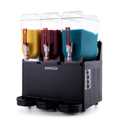 Samixir SLUSH36.B Triple Ice Slush Granita Fruit Juice Dispenser, 12+12+12 L, Black - 1