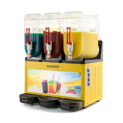 Samixir SLUSH36.YA Allure Triple Ice Slush Granita Fruit Juice Dispenser, 12+12+12 L, Yellow - Thumbnail