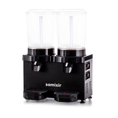 Samixir SS20 Twin Panoramic Fountain Cold Drink Dispenser, 10 L+10 L, Black - Samixir