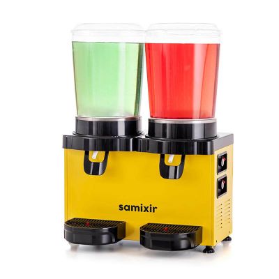 Samixir SS20 Twin Panoramic Fountain Cold Drink Dispenser, 10 L+10 L, Yellow - Samixir