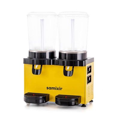 Samixir SS20 Twin Panoramic Fountain Cold Drink Dispenser, 10 L+10 L, Yellow - Samixir
