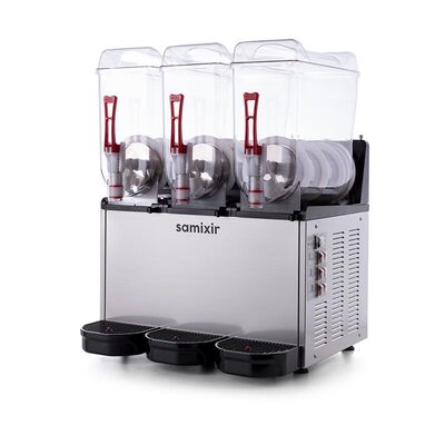 Samixir SLUSH36 Triple Ice Slush Granita Milkshake ve Soğuk Meyve Suyu Dispenseri, 12+12+12 L, Inox - Samixir