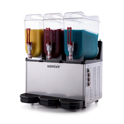 Samixir SLUSH36 Triple Ice Slush Granita Milkshake ve Soğuk Meyve Suyu Dispenseri, 12+12+12 L, Inox - Samixir