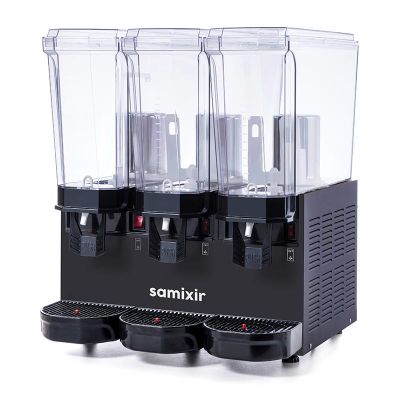 Samixir 60.SMMB Triple Klasik Fıskiyeli Karıştırıcılı ve Karıştırıcılı Soğuk İçecek Dispenseri, 20+20+20 L, Siyah - Samixir