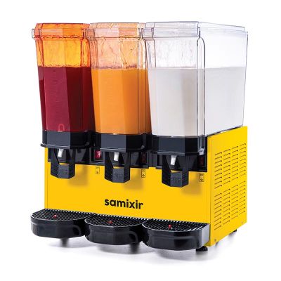 Samixir 60.SSMY Triple Klasik Fıskiyeli ve Fıskiyeli Karıştırıcılı Soğuk İçecek Dispenseri, 20+20+20 L, Sarı - 1