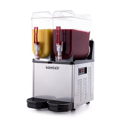 Samixir SLUSH24.I Twin Ice Slush Granita Milkshake ve Soğuk Meyve Suyu Dispenseri, 12+12 L, Inox - Samixir