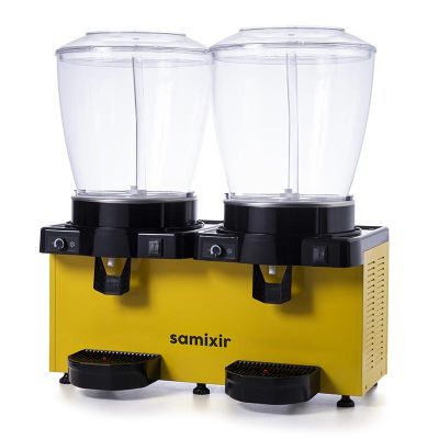 Samixir SS44 Panaromik Analog Twin Soğuk İçecek Dispenseri, 22+22 L, Fıskiyeli, Sarı - Samixir