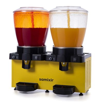 Samixir SS44 Panaromik Analog Twin Soğuk İçecek Dispenseri, 22+22 L, Fıskiyeli, Sarı - Samixir