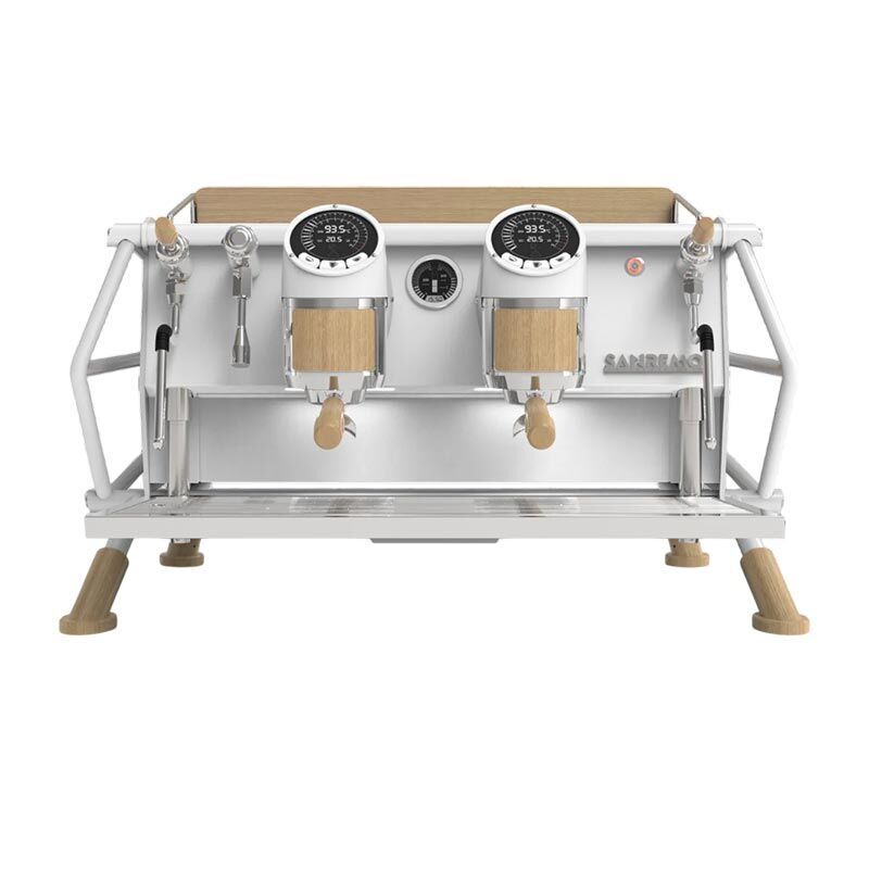Sanremo Cafe Racer Custom Tam Otomatik Espresso Kahve Makinesi, 2 Gruplu, Beyaz-Ahşap - Sanremo