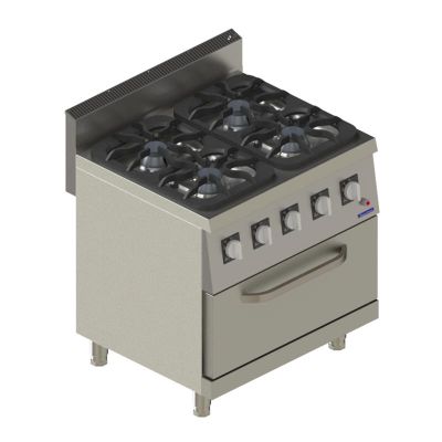 Seamac 700 Seri SGKO870 4 Gözlü Kuzineli Ocak, 80x70x85 cm, LPG - 1