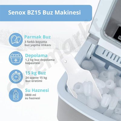 Senox BZ15 Hazneli Parmak Buz Makinesi, 15 kg/gün Kapasiteli - 2