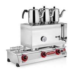 SilverInox 2066 60 Model LPG'li 3 Demlikli Çay Ocağı Çift Taban, 33 L - SilverInox
